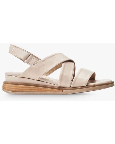 Moda In Pelle Shoon Iranna Leather Low Wedge Sandals - Natural
