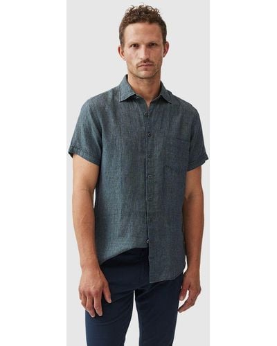 Rodd & Gunn Palm Beach Linen Slim Fit Short Sleeve Shirt - Blue