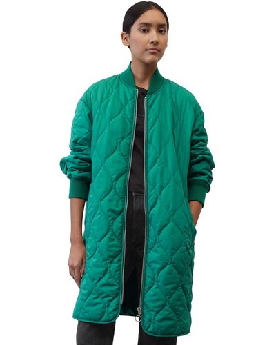 Marc O' Polo Longline Quilted Bomber Jacket - Green