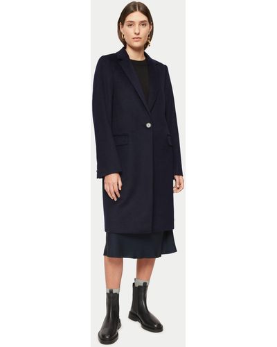 Jigsaw Relaxed Wool Tailored City Coat - Blue