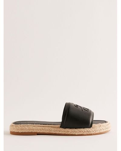 Ted Baker Portiya Leather Espadrille Slider Sandals - Black