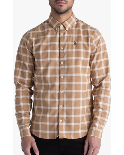 Luke 1977 Long Sleeve Check Oxford Shirt - Brown