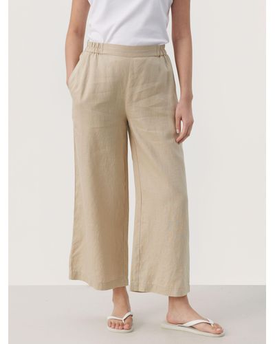 Part Two Petrines Linen Wide Leg Cropped Trousers - Natural