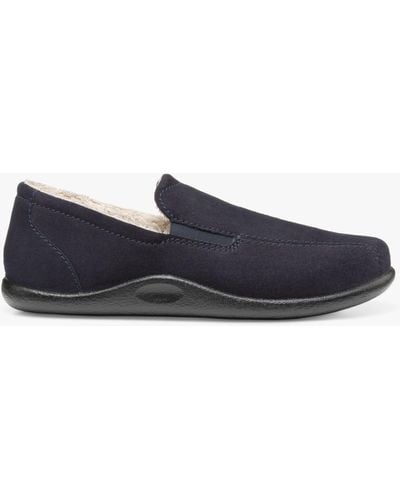 Hotter Relax Suede Slippers - Blue