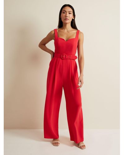 Phase Eight Charlize Belted Jumpsuit - Red