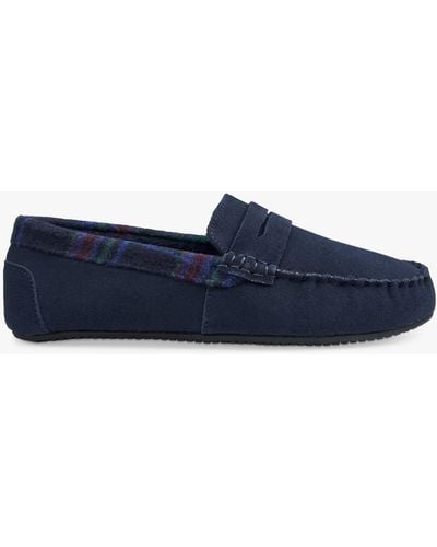 Hotter Repose Moccasin Slippers - Blue