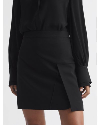 Reiss Erin Split Detail Mini Skirt - Black