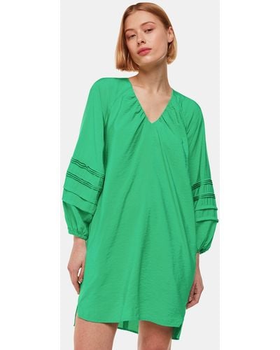 Whistles Grace Ecovero V Neck Dress - Green