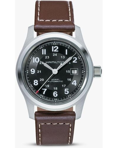 Hamilton H70555533 Khaki Field Automatic Date Leather Strap Watch - White