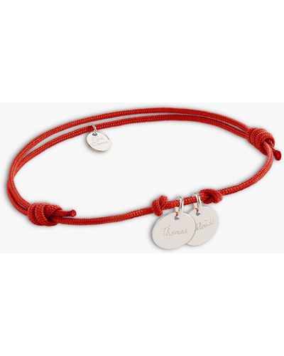 Merci Maman Personalised 2 Disc Charm Braided Bracelet - Red