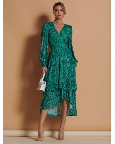Jolie Moi Abstract Print Midi Dress - Green