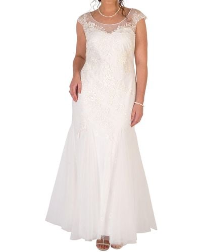 Chesca Godet Tulle Wedding Dress - White
