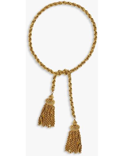 Susan Caplan Vintage Monet 22ct Gold Plated Rope Chain Tassel Lariat Necklace - Metallic