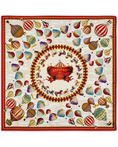 Aspinal of London Hot Air Balloon Silk Square Scarf - Red
