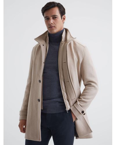 Reiss Moat Coat Wool Blend Overcoat - Natural