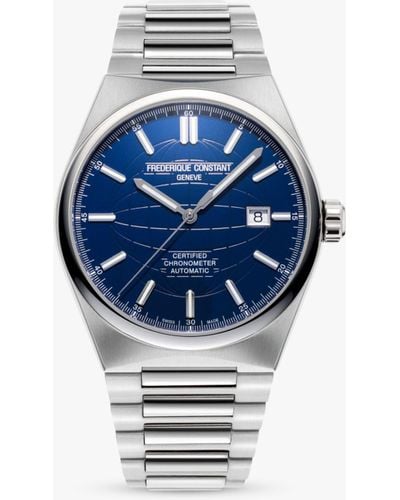 Frederique Constant Fc-303n4nh6b Highlife Date Bracelet Strap Watch - Blue