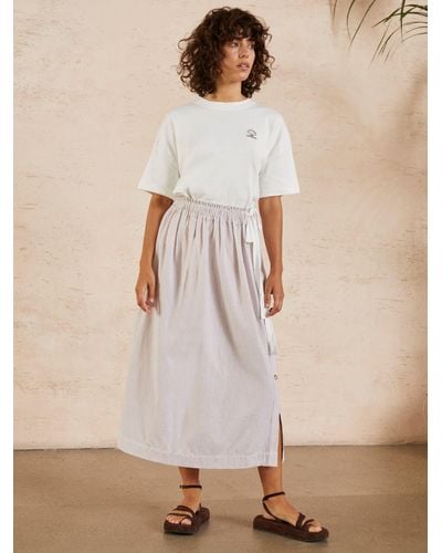 Great Plains Santorini Striped Cotton Midi Skirt - Natural