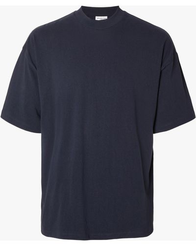SELECTED Organic Cotton Blend Essential T-shirt - Blue