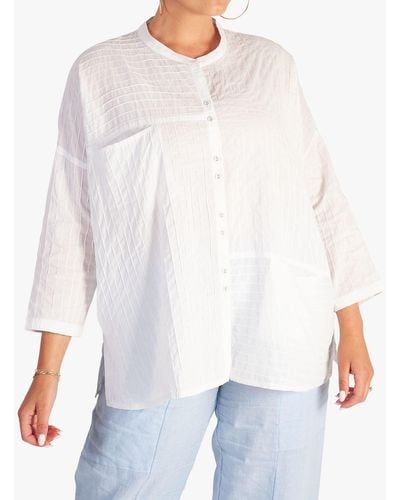 Chesca Collarless Textured Shirt - White