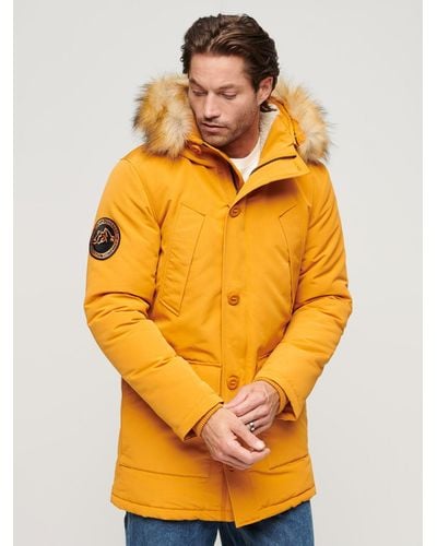 Superdry Everest Faux Fur Hooded Parka Coat - Orange
