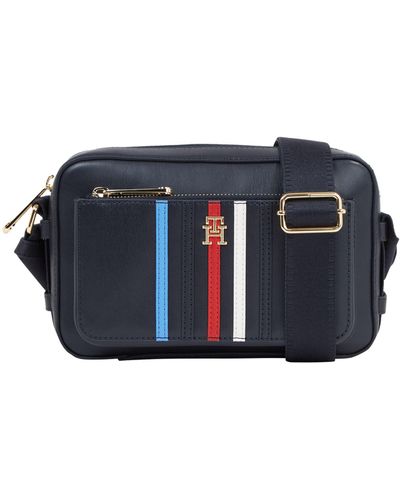 Tommy Hilfiger Top Zip Stripe Detail Camera Bag - Blue