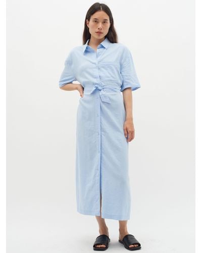 Inwear Ellie Short Sleeve Shirt Midi Dress - Blue