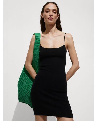 Mango Ciruela Fine Knit Mini Dress - Black
