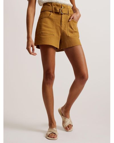 Ted Baker Selda Self-tie Belt High Waist Shorts - Natural