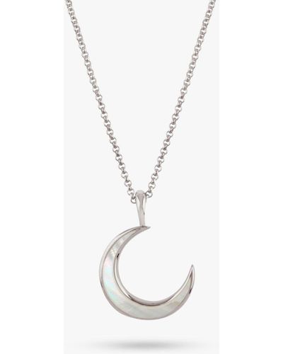 Dinny Hall Moon Charm Mother Of Pearl Pendant Necklace - White