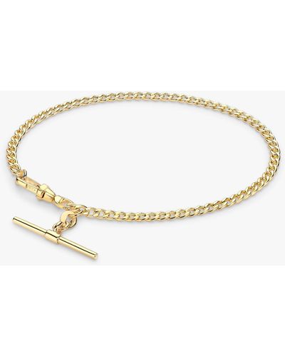 Ib&b 9ct Gold Hollow T-bar Curb Chain Bracelet - Metallic