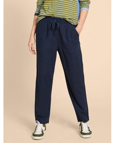 White Stuff Elle Linen Blend Trousers - Blue