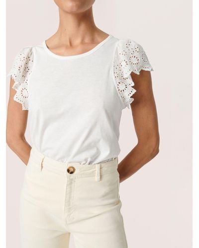Soaked In Luxury Miara Broderie Anglaise T-shirt - White