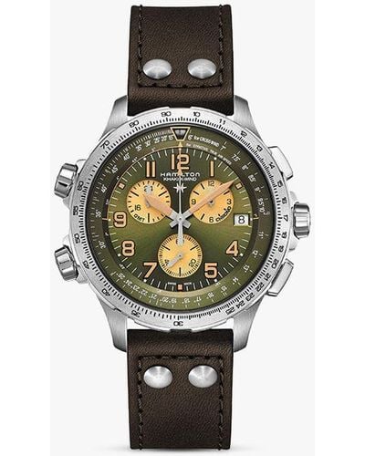 Hamilton H77932560 Khaki Aviation Chronograph Date Leather Strap Watch - White