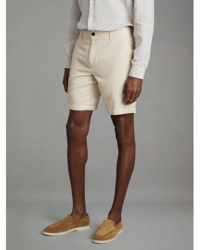 Reiss Ezra Linen Blend Chino Shorts - Natural