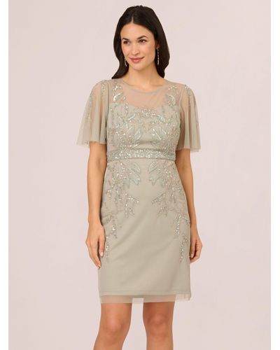 Adrianna Papell Papell Studio Beaded Cocktail Dress - Natural