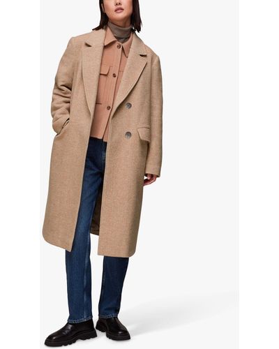 Whistles Herringbone Smart Wool Coat - Brown