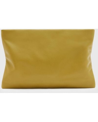 AllSaints Bettina Soft Leather Clutch Bag - Yellow