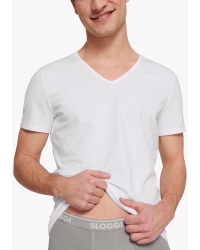 Sloggi Go V-neck Jersey Short Sleeve Lounge T-shirt - White