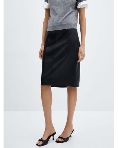 Mango Faux Leather Pencil Skirt - Black