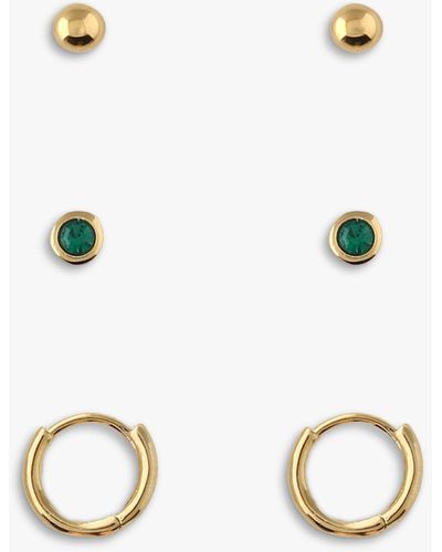 Orelia Swarovski Emerald Stud & Hoop Earrings - Natural