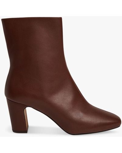 Whistles Holan Leather Block Heel Ankle Boots - Brown