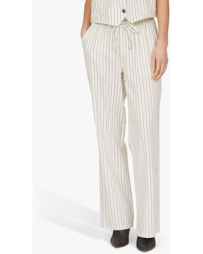 Sisters Point Ella Loose Fitted Striped Trousers - White
