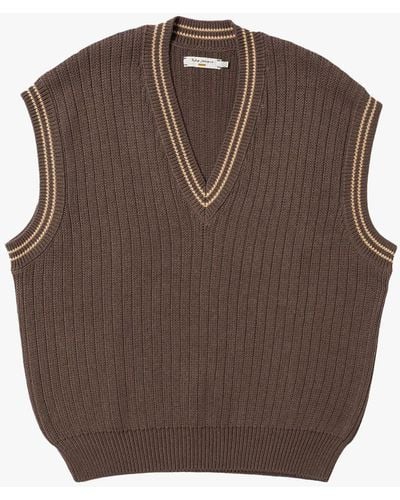 Nudie Jeans Sverre Knitted Vest Jumper - Brown