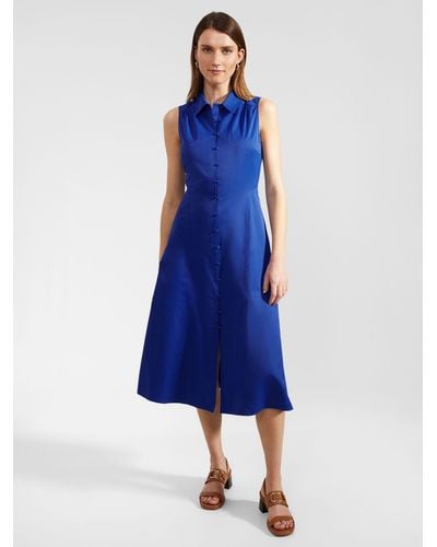 Hobbs Cathleen Sleeveless Midi Shirt Dress - Blue