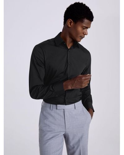 Moss Tailored Fit Performance Stretch Shirt - Black