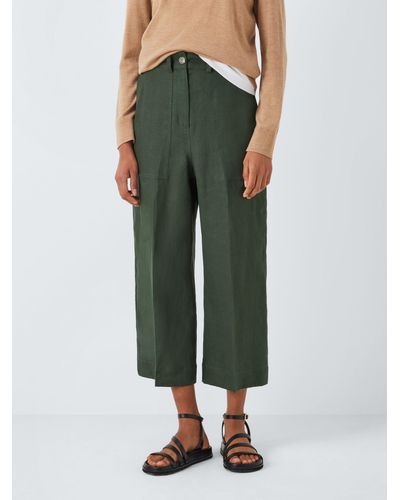 John Lewis Cropped Linen Trousers - Green