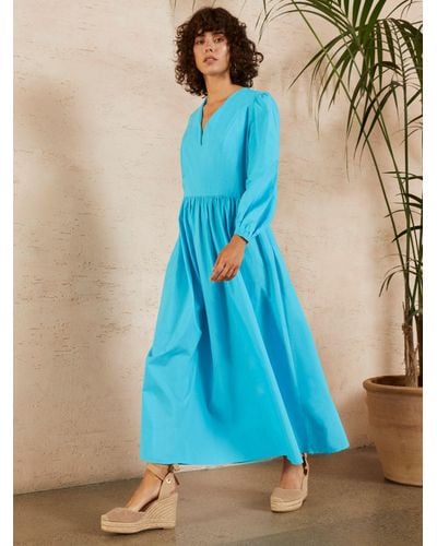 Great Plains Crisp Cotton Maxi Dress - Blue