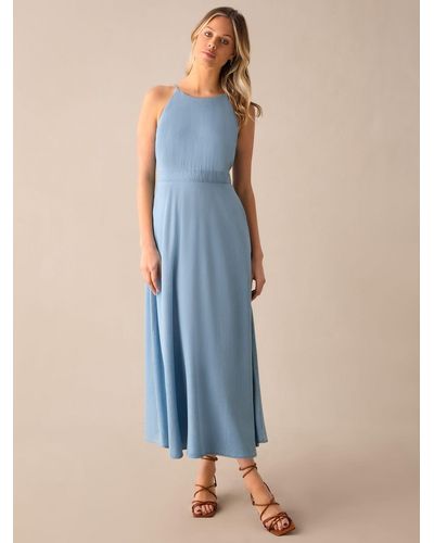 Ro&zo Halterneck Midi Dress - Blue