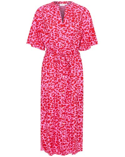 Saint Tropez Zazia Short Sleeve Button Maxi Dress - Pink