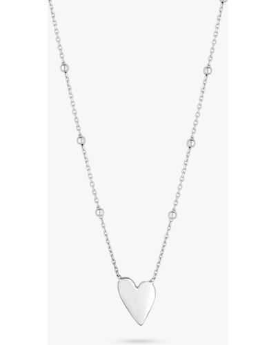 Simply Silver Heart Pendant Necklace - White